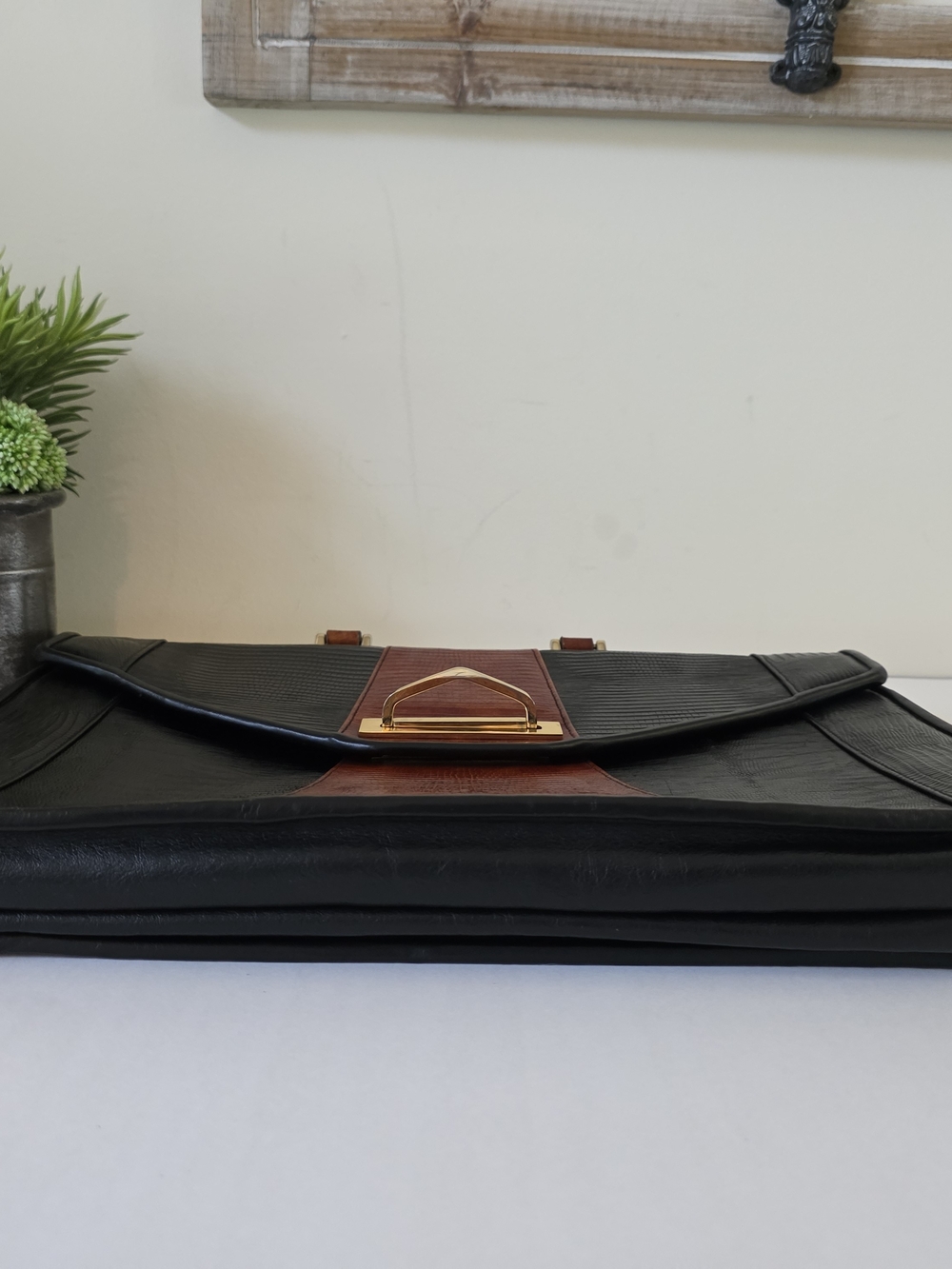 Vintage Roche Signed Calf Leather Briefcase Messenger Laptop Bag Y2K - Picture 9 of 14